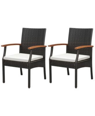 Patio Dining Chair with Soft Zippered Cushion set of 2