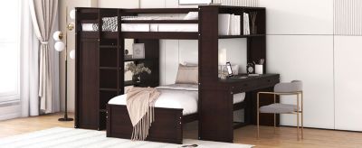 Full-Size Loft Bed with Twin Bed, Storage, and Desk
