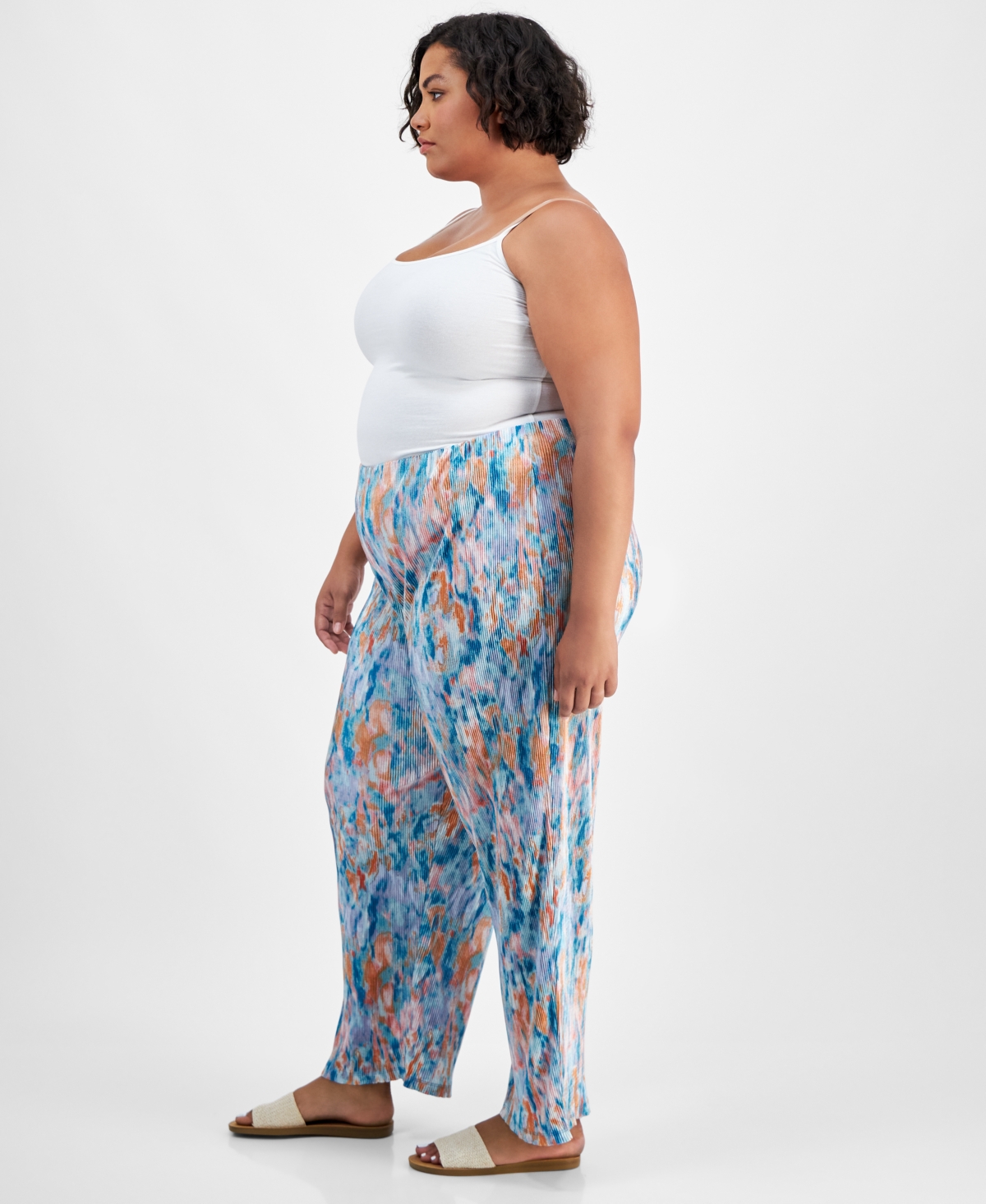 Jm Collection Plus Size Pleated Wide-Leg Pull-On Pants, Created for Macy's