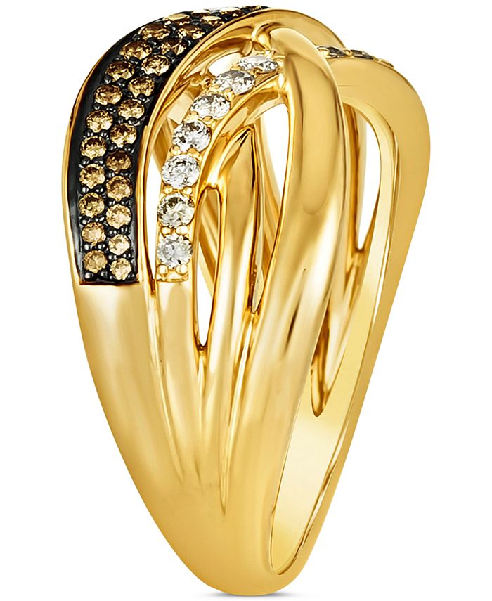 Le Vian Chocolate Diamond & Nude Diamond Crossover Ring (1/3 ct. t.w.) in 14k Gold Macy's