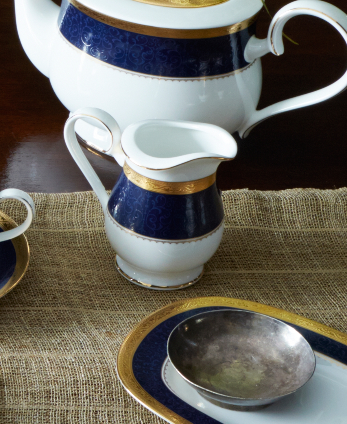 Noritake Odessa Cobalt Gold Sugar Creamer Set In Blue