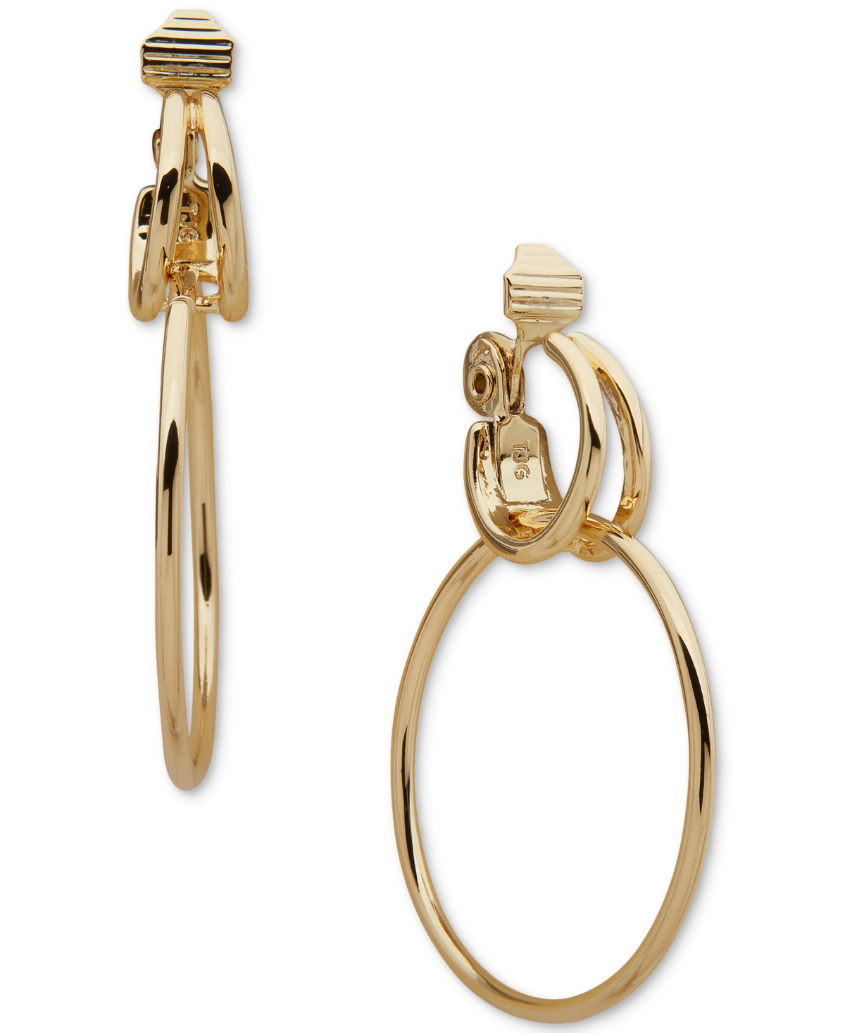 Gold-Tone Ring Charm Clip-On Split-Hoop Earrings - Gold