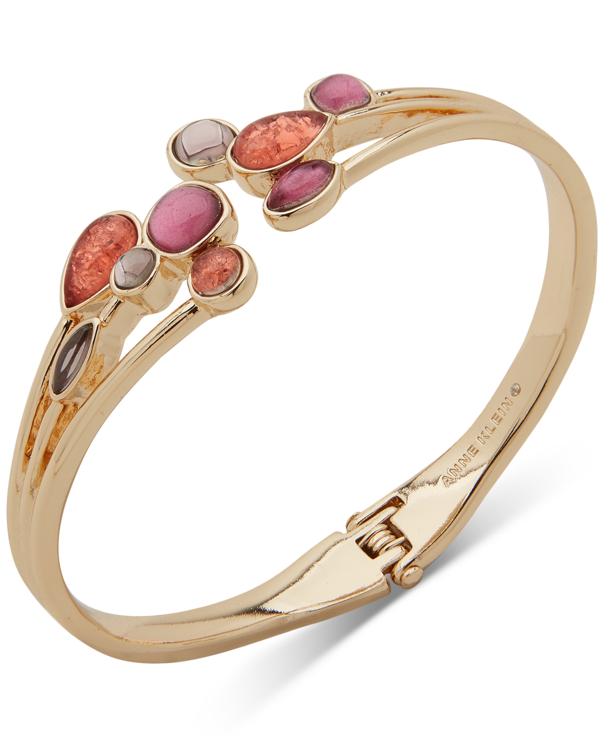 Gold-Tone Multicolor Stone Cuff Bracelet - Pink