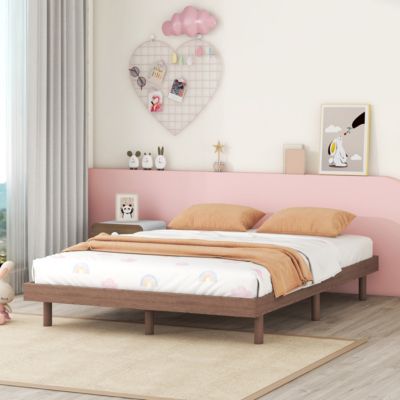 Full Size Wood Floating Platform Design Bed Frame