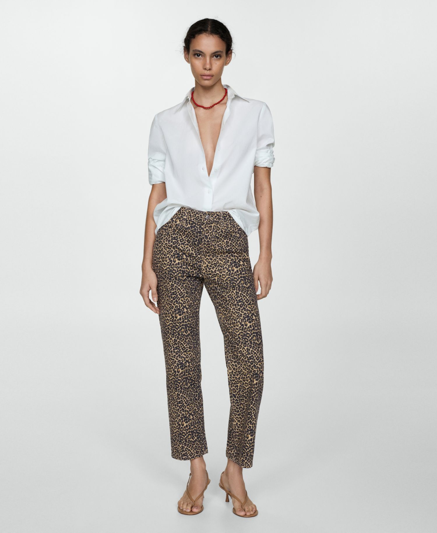 Women's Leopard-Print Straight Jeans