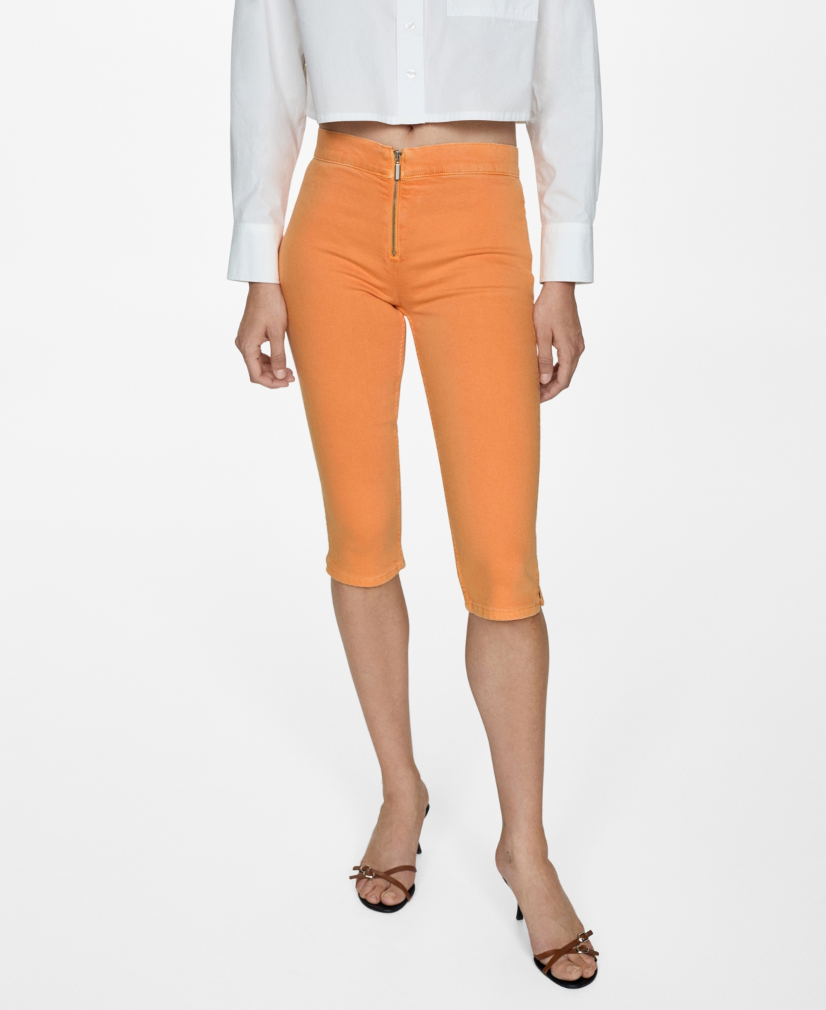 Mango Women's Capri Slim-fit Jeans In Orange