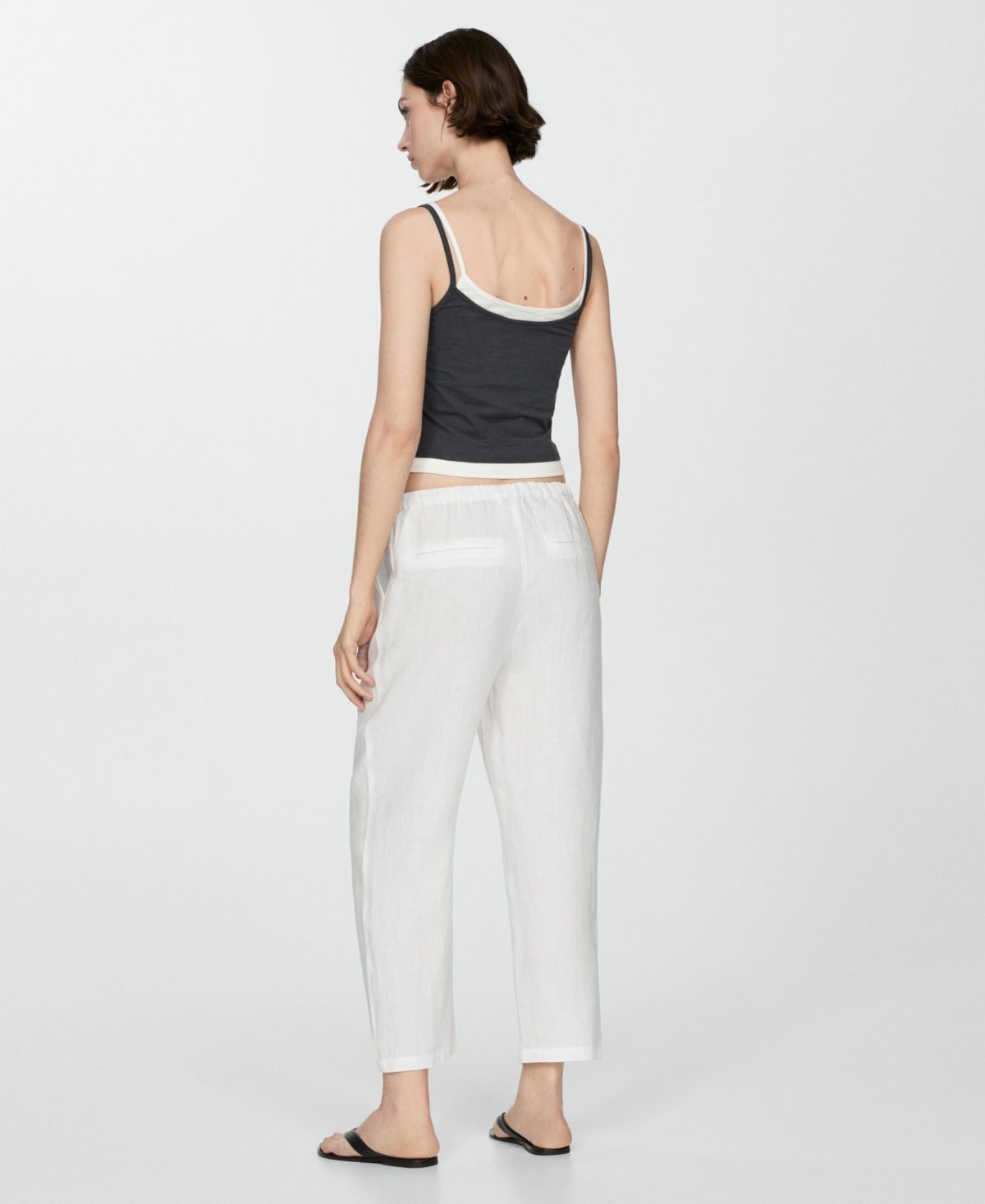 Mango Women's 100% Linen Jogger Trousers
