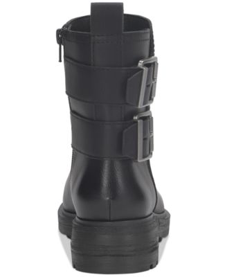 Luck Brand Women's Candre Double Buckle Moto Lug Sole Booties