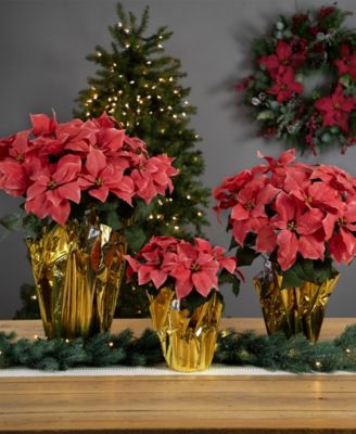 Dark Pink Artificial Christmas Poinsettia 27.5"