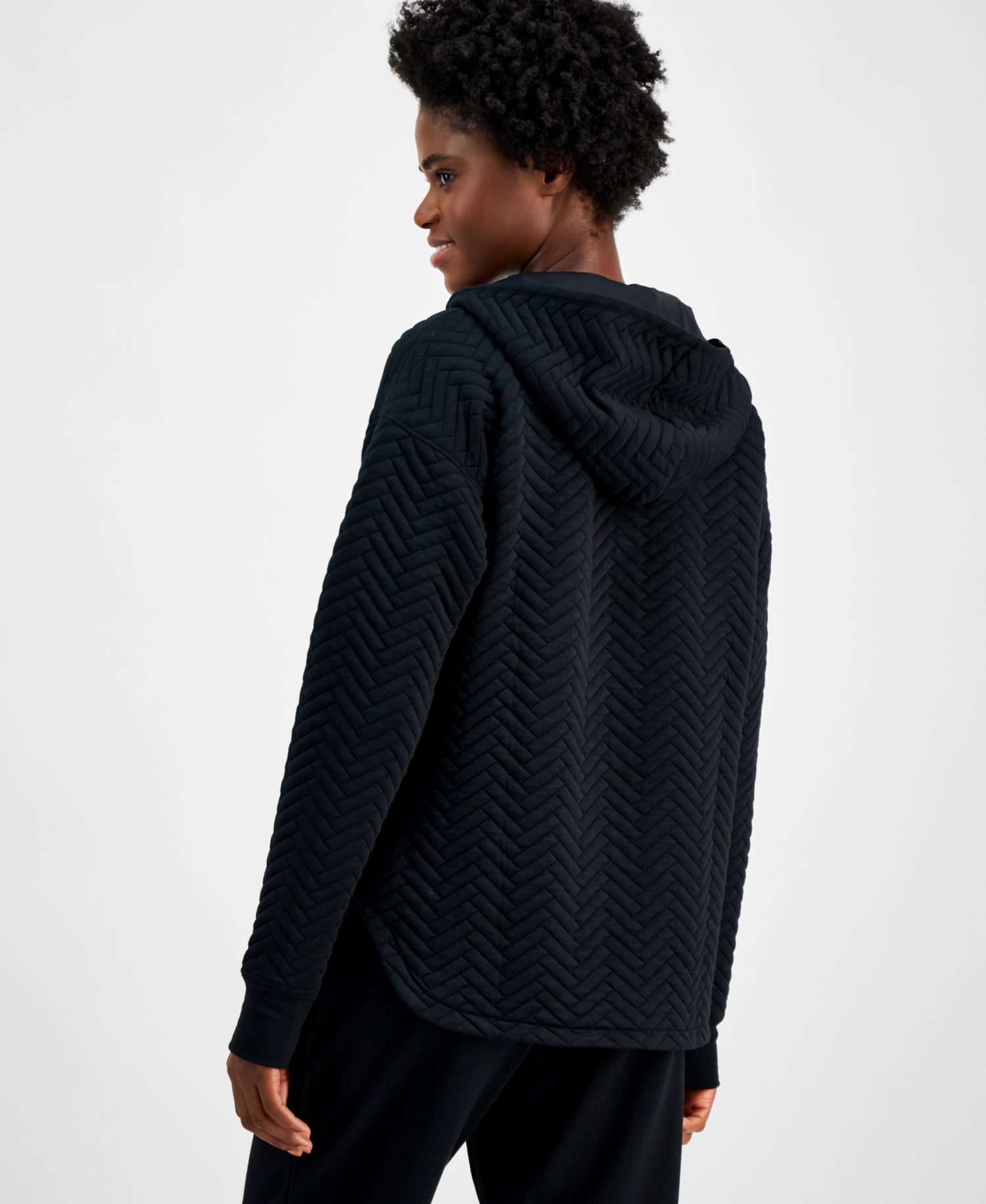 Women's Relaxed Quilted Quarter-Zip Hoodie