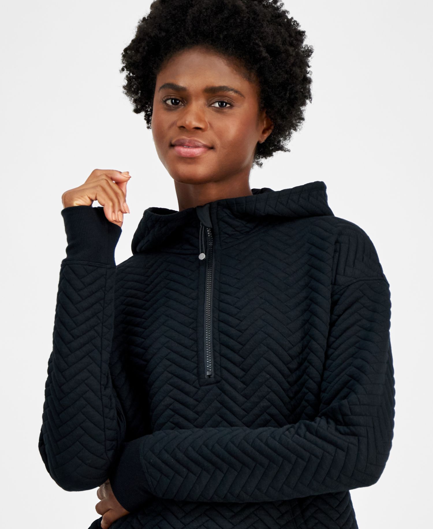 Women's Relaxed Quilted Quarter-Zip Hoodie