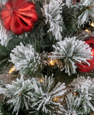 Pre-Lit Potted Snowy Bristle Pine Artificial Christmas Tree 5'