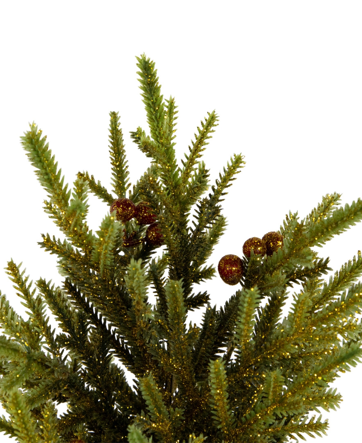 Northlight Slim Pine With Berries Artificial Mini Christmas Tree In Burlap Base 12" In Green