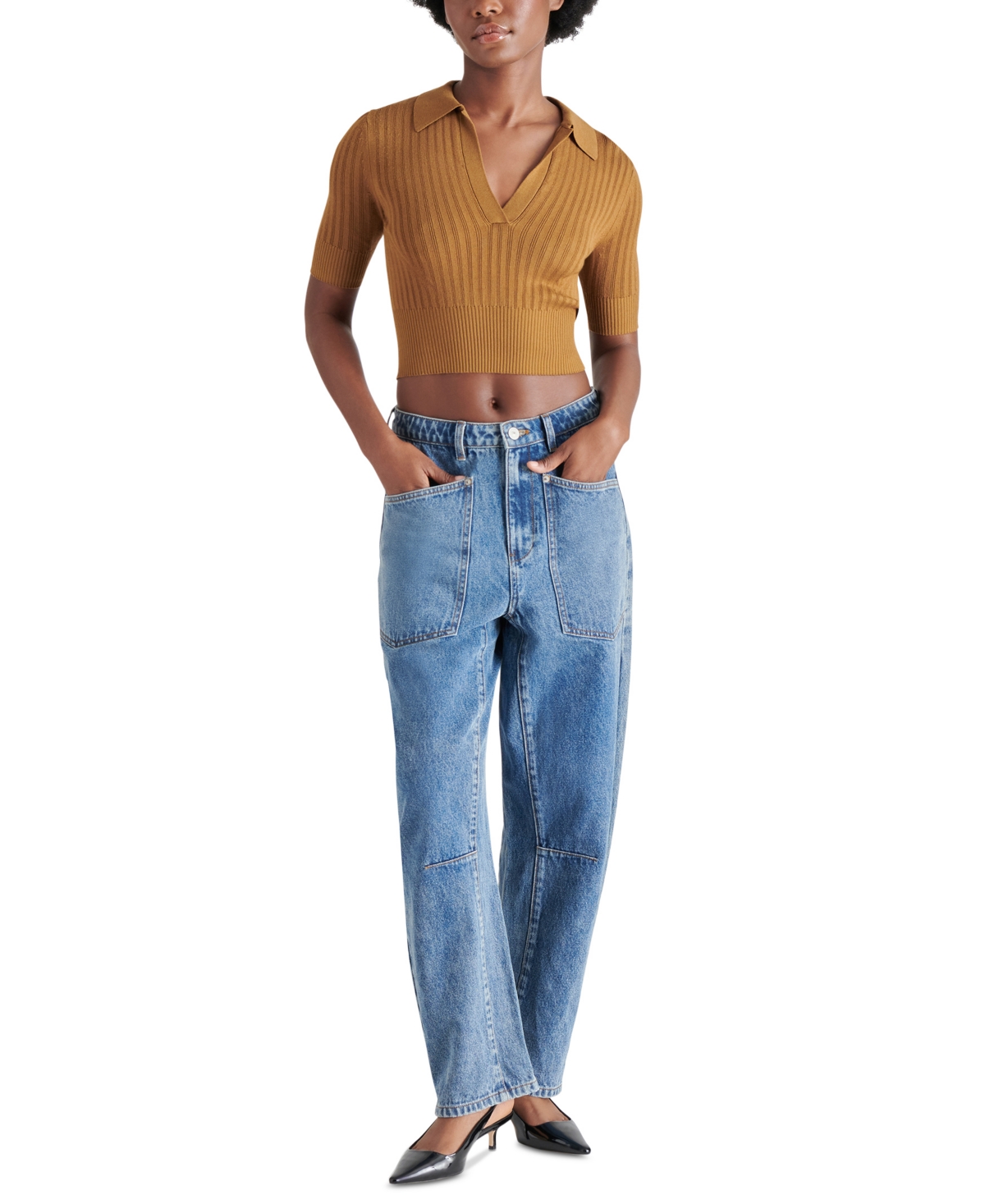 Steve Madden Women's Charlise Cropped Polo Sweater