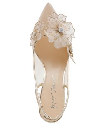 Women's Petra Flower Applique Slingback Pumps