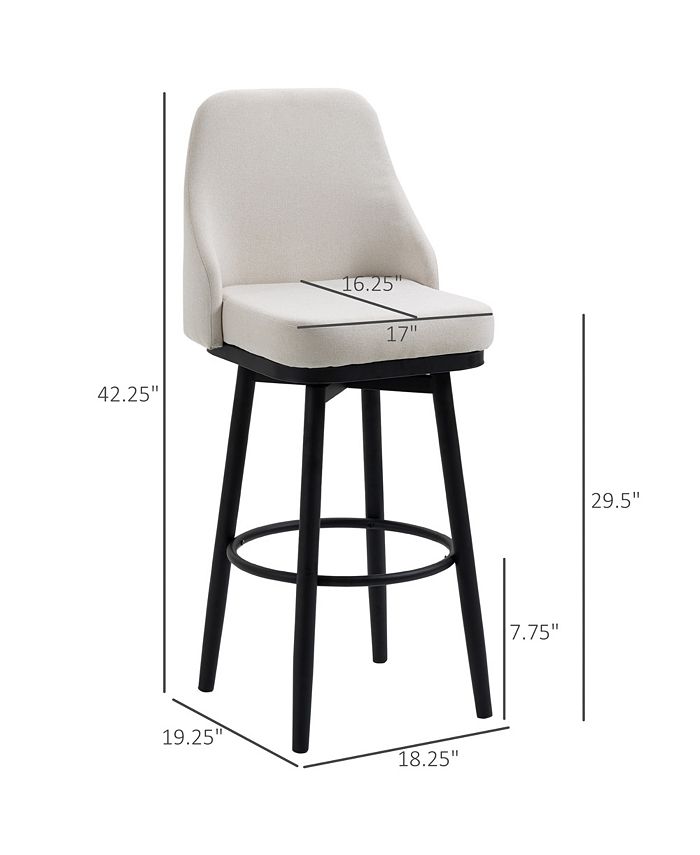 Modern Set of 2 Barstools, Swivel Kitchen Chairs with Steel Legs