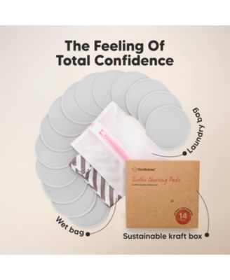 14pk Soothe Reusable Nursing Pads for Breastfeeding, 4-Layers Organic Breast Pads, Washable Nipple Pads