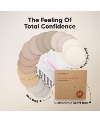 14pk Soothe Reusable Nursing Pads for Breastfeeding, 4-Layers Organic Breast Pads, Washable Nipple Pads