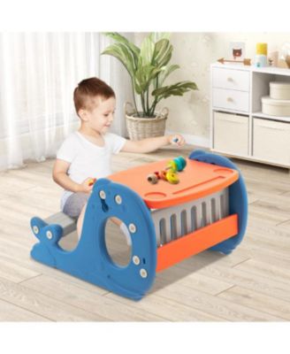 Toddler Convertible Activity Table Set Easel with Erasable Whiteboard-Blue