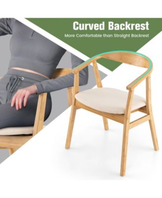 Wicker Accent Chair with Armrest and Curved Backrest-Natural