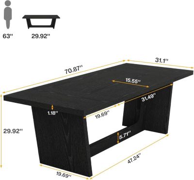 17.7FT Conference Room Table: Large Rectangular Meeting Seminar Table for 16-20 People, Wood Long Training Table with Heavy-Duty Frame, Business Table for Office, 6PCS