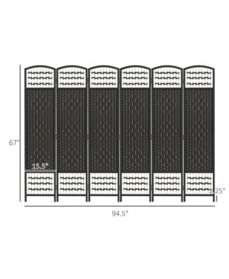 6 Panel Room Divider, Folding Screen, 5.6', Black