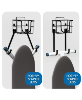 3 Piece Ironing Organizer Set - Board & Iron Holder T&V Shaped Wall & Over The Door Mounted - Iron Rest - Ironing Board Cover