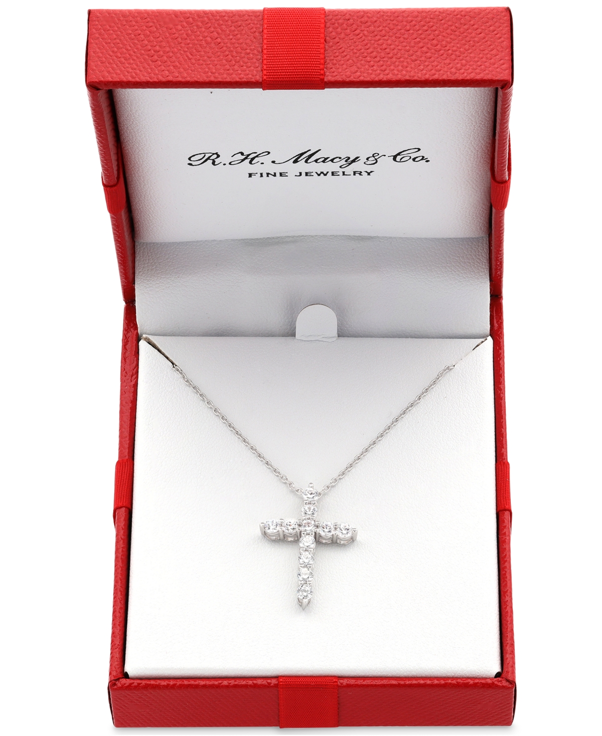 Macy's Diamond Cross Pendant Necklace (1 Ct. T.w.) In 14k White, Yellow Or Rose Gold In White Gold