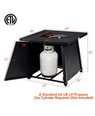 30'' Square Propane Gas Fire Pit Table 50,000 BTU W/ Waterproof Cover