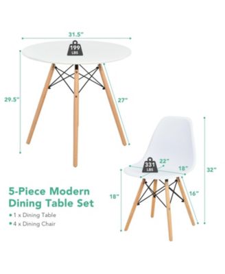 5 Pieces Table Set With Solid Wood Leg For Dining Room