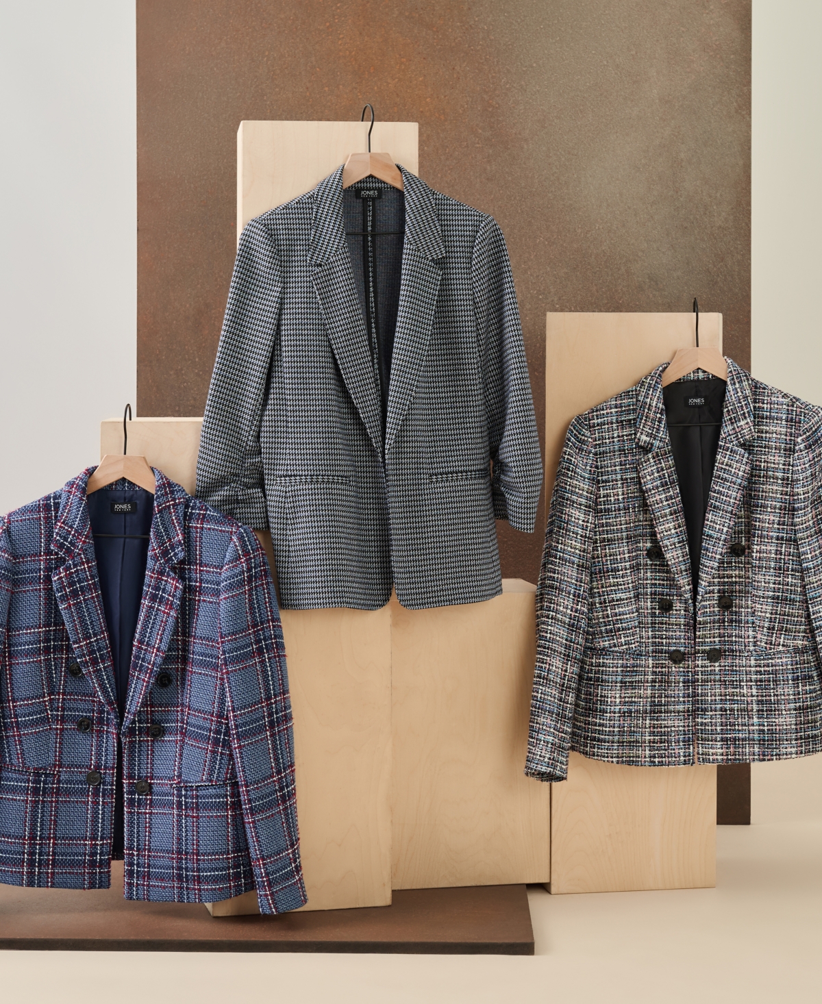 Jones New York Women's Open-Front Plaid Tweed Jacket