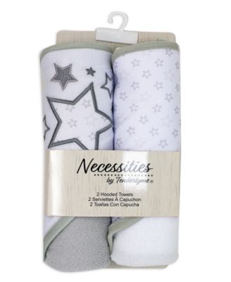 Baby Boys and Baby Girls Stars 2 Pack Hooded Bath Towel and Wash Cloth Set