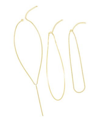 Gold Adjustable Curb Chain and Herringbone Lariat Y-Necklace Set
