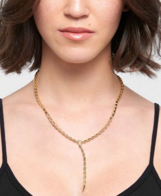 Gold Adjustable Serpent Lariat Y-Necklace