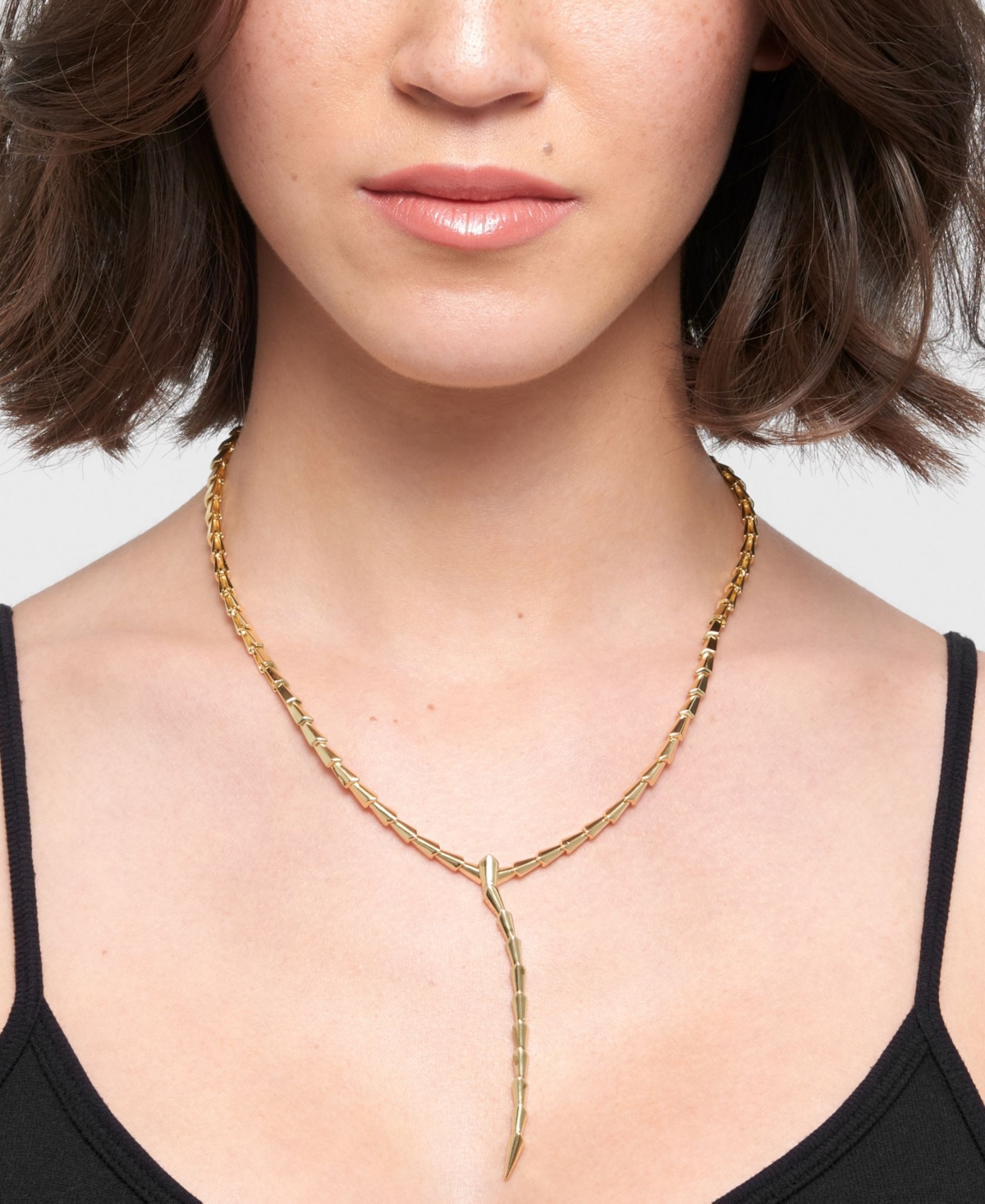 Adornia 14k Gold Plated Adjustable Serpent Lariat Y-necklace In Gold