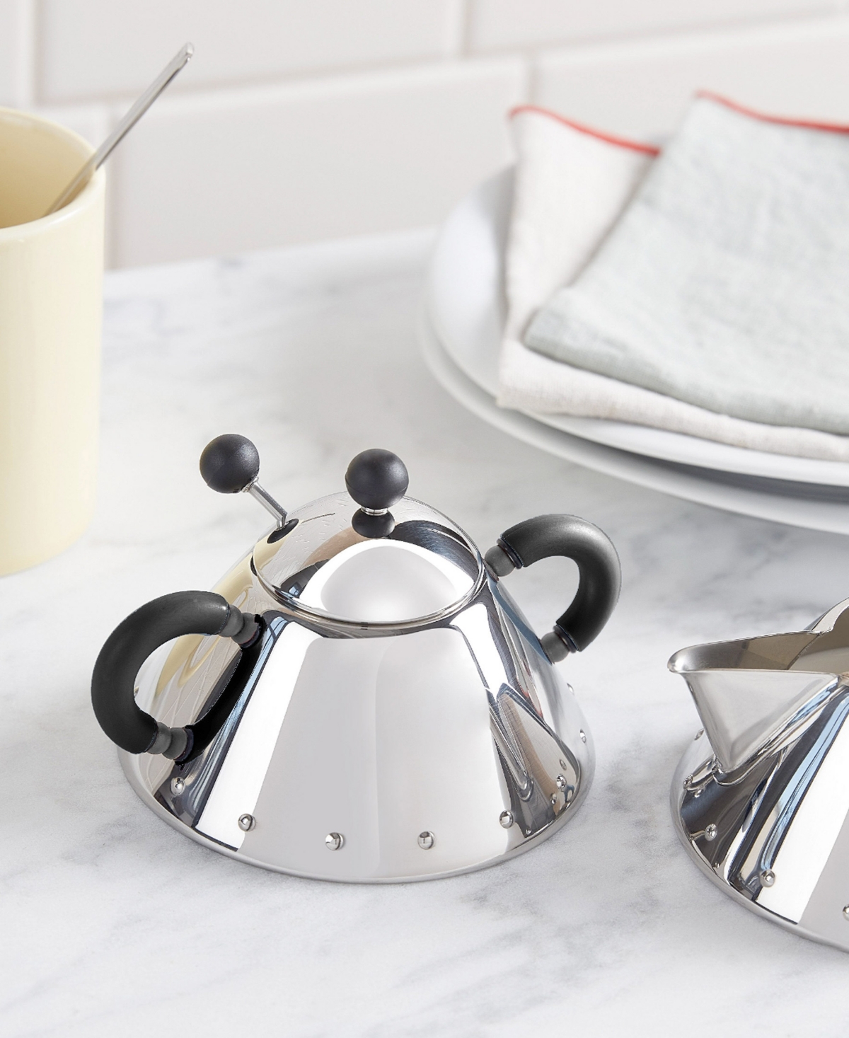 ALESSI 6.76 OZ. SUGAR BOWL WITH SPOON BY MICHAEL GRAVES 