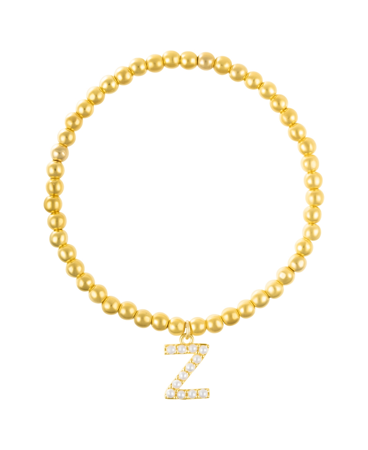 Adornia Gold Stretch Bead Imitation Pearl Letter Bracelet In Letter Z