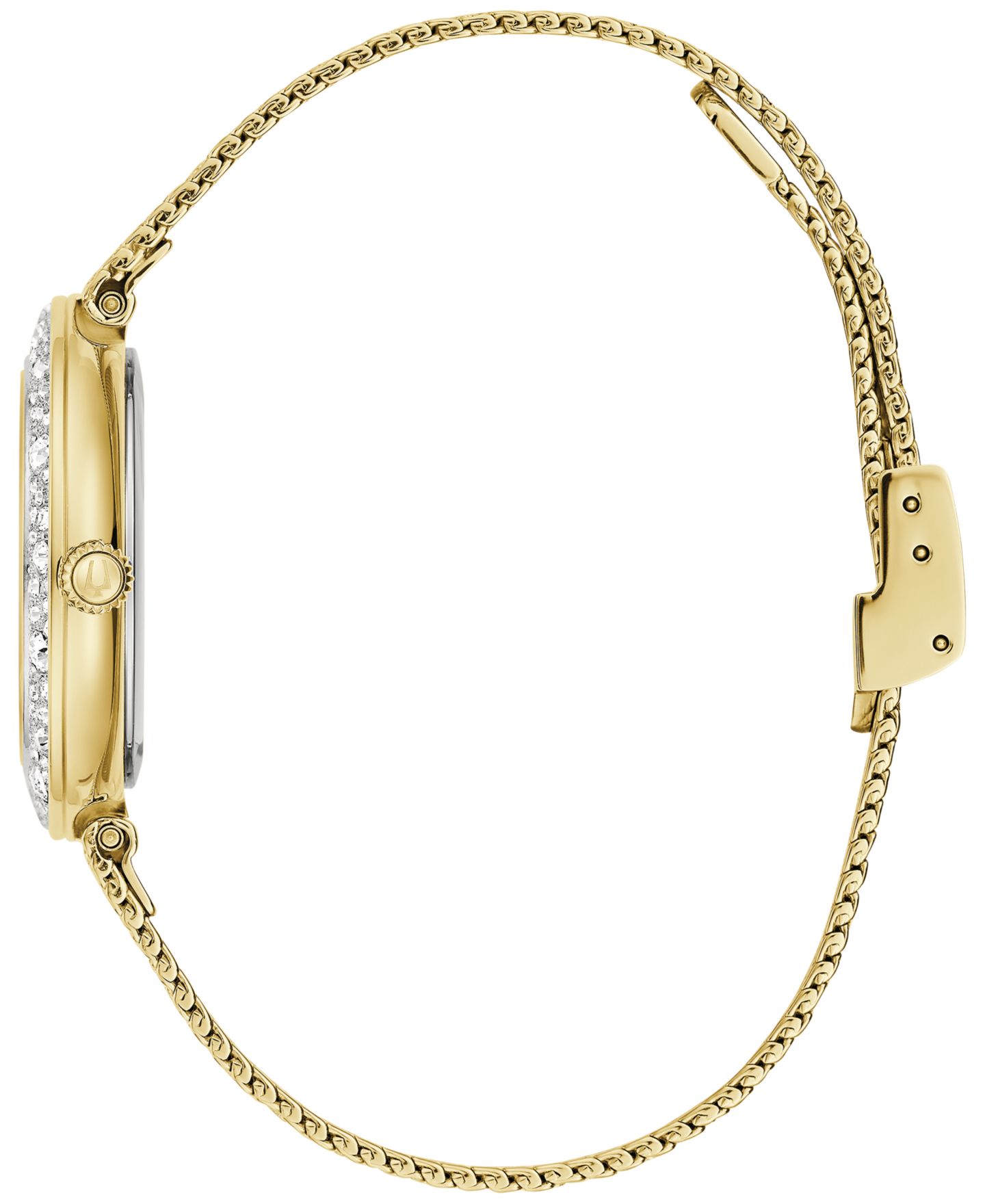 Женские часы Bulova Crystal Gold-Tone Stainless Steel Mesh Bracelet Watch 32mm — фото 2