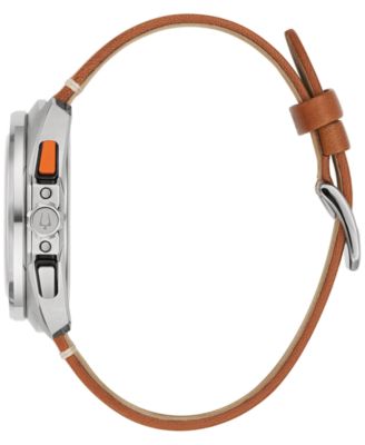 Men's Chronograph Racer Brown Leather Strap Watch 42mm