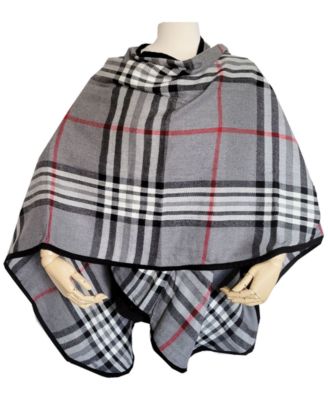 Women's Solid Border Plaid Rounded Edge Wrap