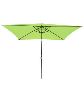 10x6.5FT Rectangle Outdoor Solar LED Patio Umbrella with Crank Tilt for Table Market Yard Deck Pool Party Green