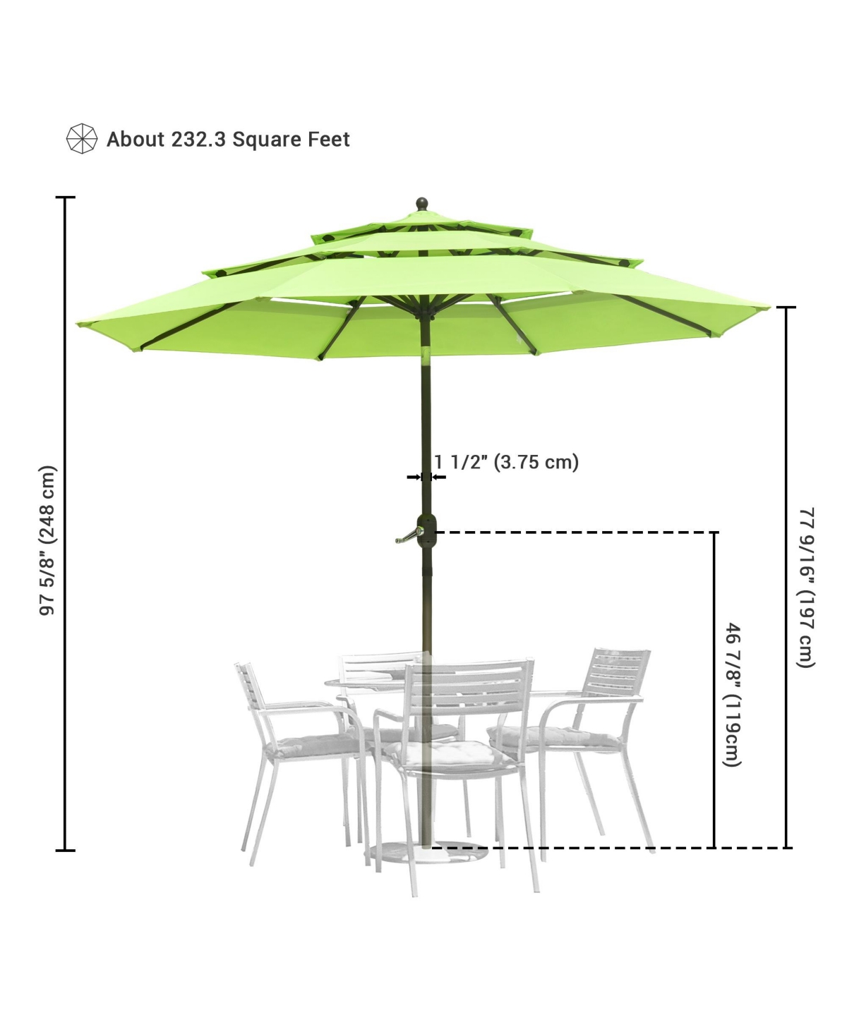 Yescom 9 Ft 3 Tier Patio Umbrella with Crank Handle Push to Tilt Aluminum Market Yard