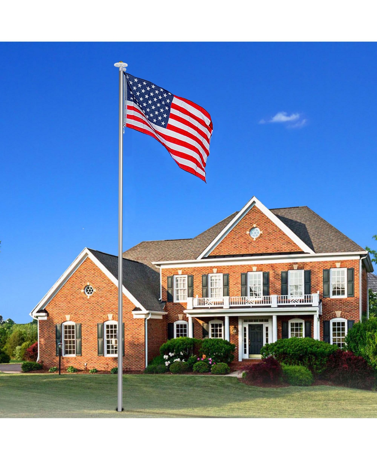 Yescom 30 Ft Sectional Aluminum Flag Pole Kit with 136 Led Solar Light Us Flag Garden