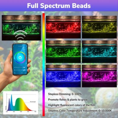 LED Aquarium Light 30–38 Inch with APP WiFi Control, Full Spectrum, Timer, Extendable Brackets for Freshwater Plant Tanks