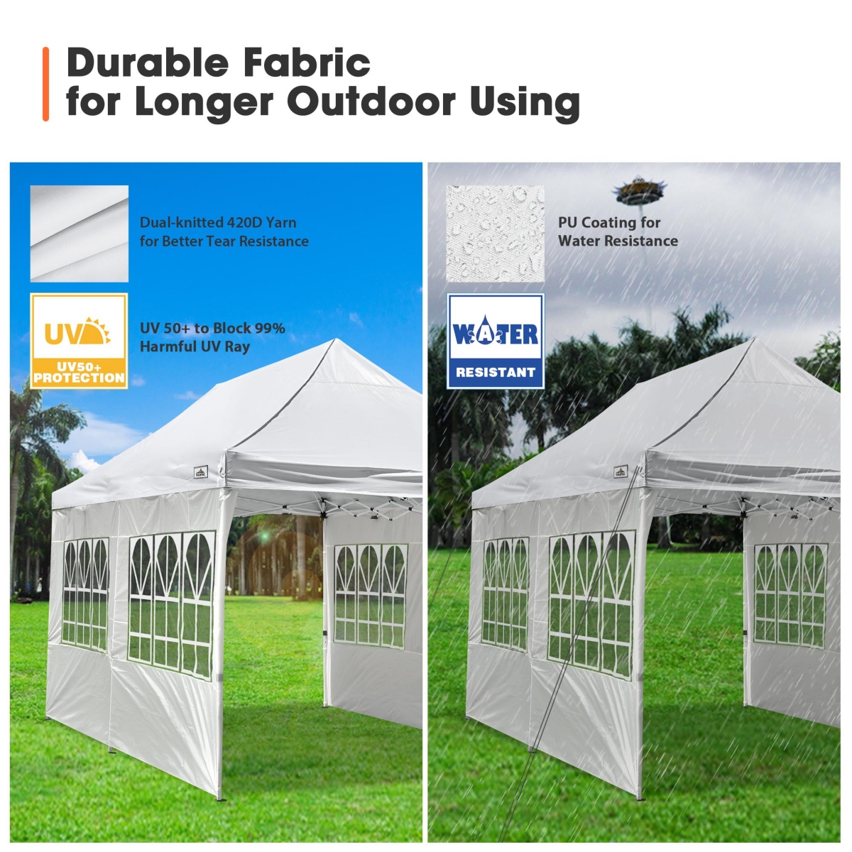 10x20FT Canopy Wedding Party Tent Pop Up Folding Gazebo Outdoor w/ 4 Sidewalls & Bag- White
