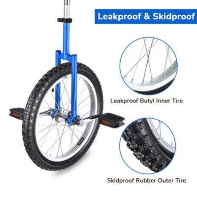 18 In Wheel Outdoor Unicycle Skid-proof Tire Fitness Bicycle Balance Training for Adults Teenagers Kids, Blue