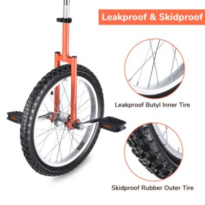 18 In Wheel Outdoor Unicycle Skid-proof Tire Fitness Bicycle Balance Training for Adults Teenagers Kids, Orange