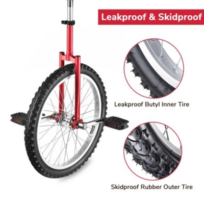 20 In Wheel Outdoor Unicycle Leakproof Butyl Tire Circus Bike Balance Training for Adults Teenagers Kids, Red