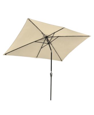 10x6.5FT Rectangle Outdoor Solar LED Patio Umbrella with Crank Tilt for Table Market Yard Deck Pool Party Navy