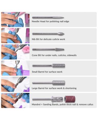 30000RPM Pro Pink Electric Nail Drill File Buffer 6 Bits Manicure Pedicure Kit